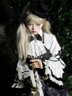 Gothic Two-piece Black White Skull JSK Daily Halloween Outfit