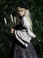 Gothic Two-piece Black White Skull JSK Daily Halloween Outfit