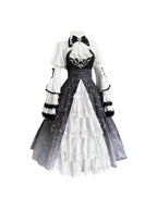 Gothic Two-piece Black White Skull JSK Daily Halloween Outfit