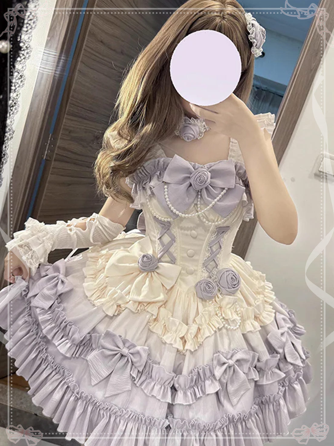 Gradual Change Hime Lolita Purple Tea Party Fashion Lavender Bow Ruffled Dress