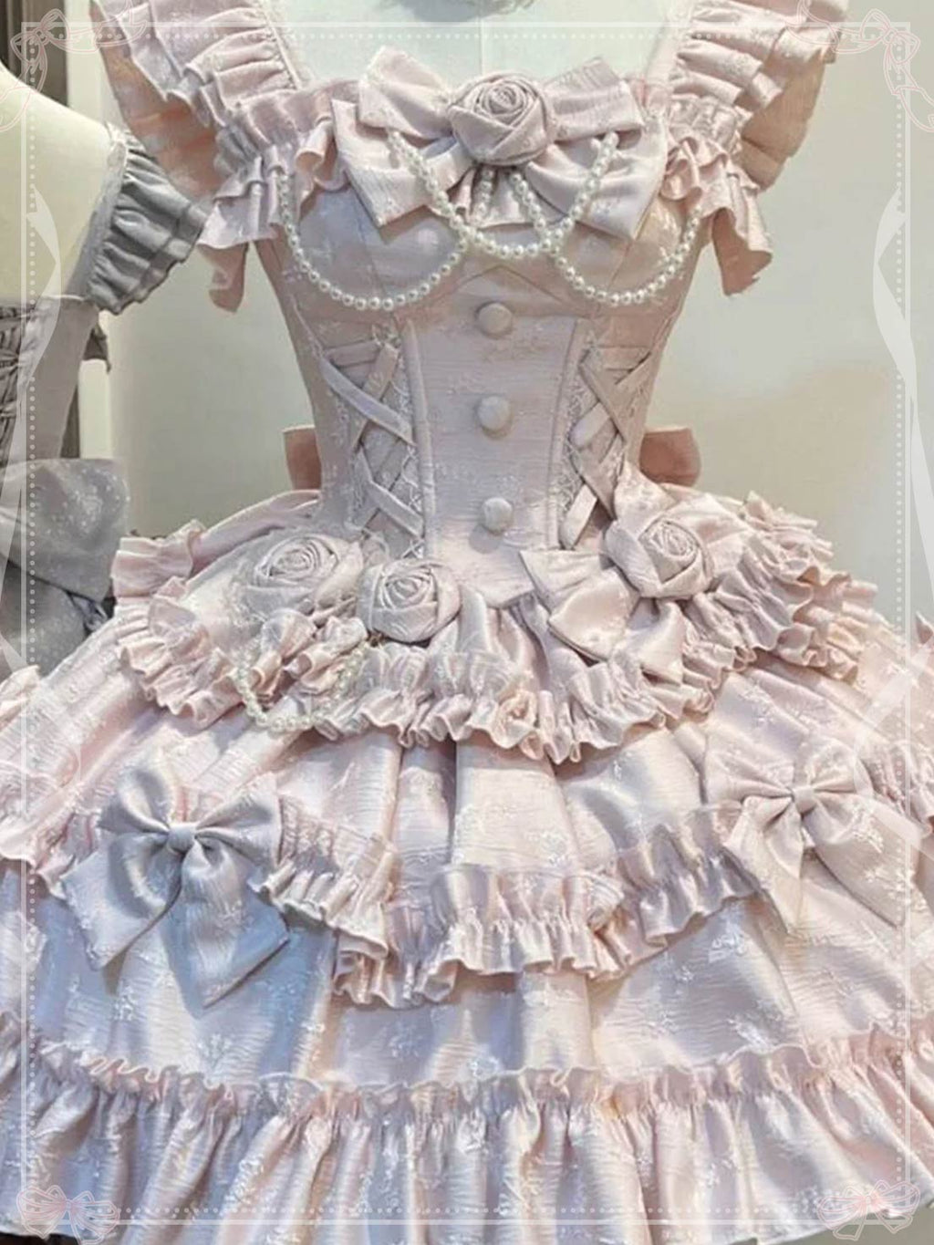 Gradual Change Hime Pink Lolita Tea Party Fashion Lavender Bow Ruffled Dress