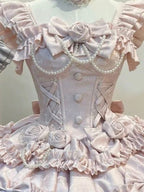 Gradual Change Hime Pink Lolita Tea Party Fashion Lavender Bow Ruffled Dress
