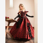 Hime Lolita Black and Red Lolita Flower Prom JSK Dress Gorgeous Birthday Adult Dress Lolita Elegant Princess One Piece Dress
