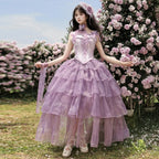 Hime Lolita Purple Dress Lavender Tier Tulle Lolita Dress