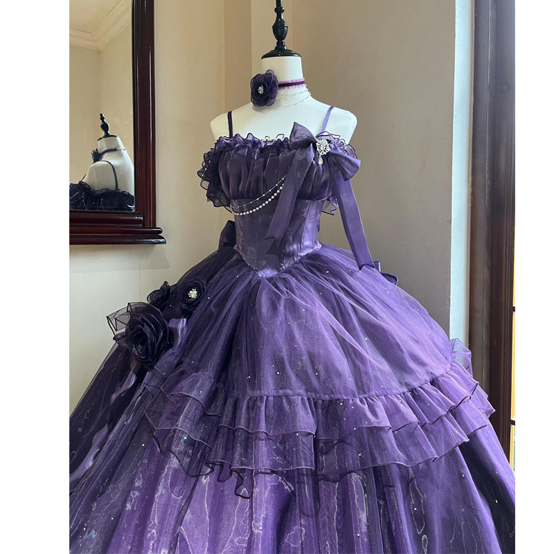 [Pre]Hime Lolita Purple Gradient Ball Gown Lolita Dress with Organza Layers