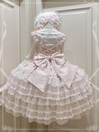 Hime Lolita Tea Party Fashion Blue Pink White Wedding Dress Multi-layer Sleeveless JSK Dress Lolita Autumn/winter