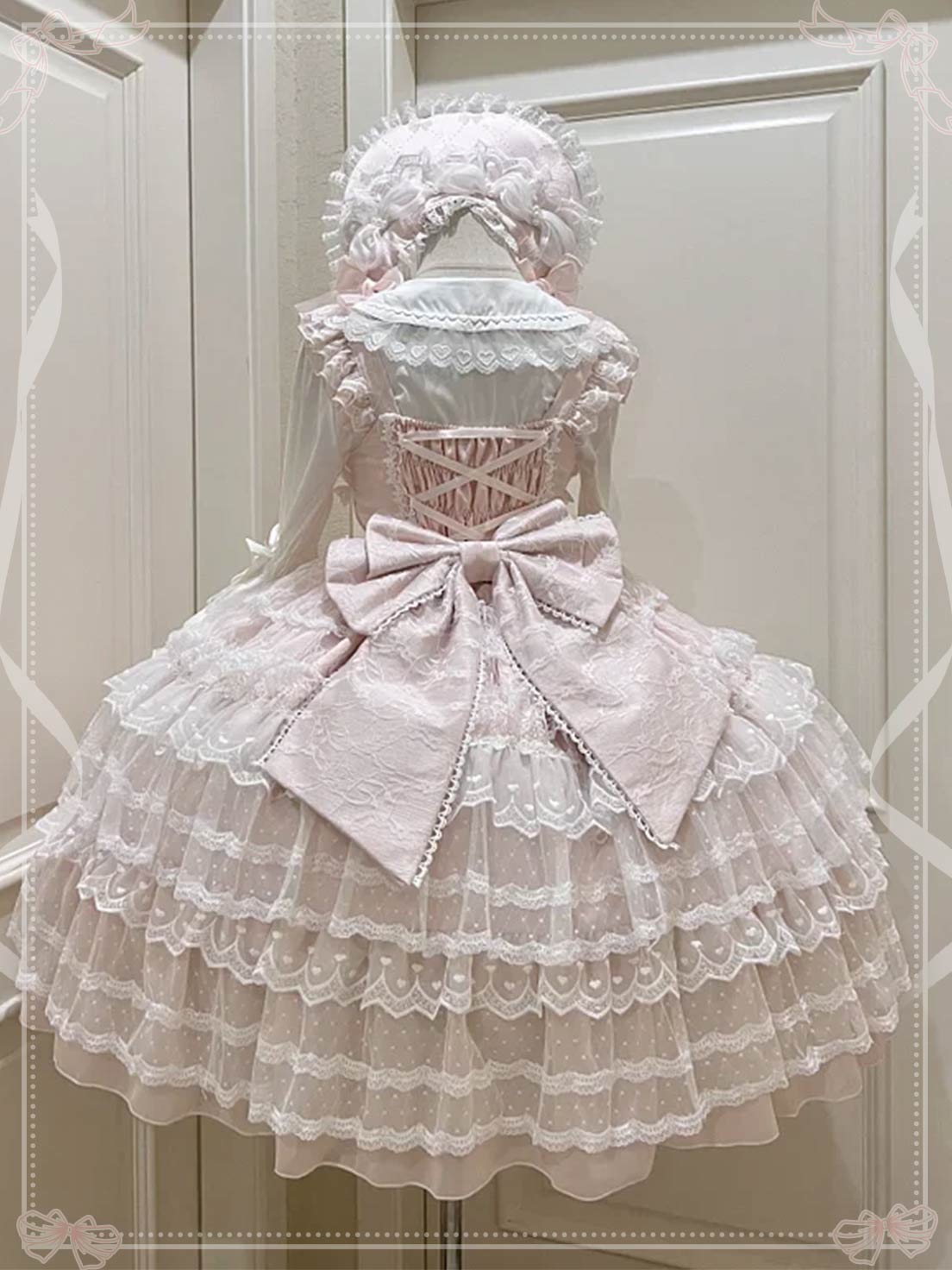 Hime Lolita Tea Party Fashion Blue Pink White Wedding Dress Multi-layer Sleeveless JSK Dress Lolita Autumn/winter