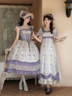Hime Lolita Tea Party Fashion Classic Lilac Purple Accented Floral Lolita Dress