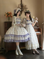 Hime Lolita Tea Party Fashion Classic Lilac Purple Accented Floral Lolita Dress