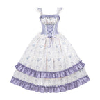 Hime Lolita Tea Party Fashion Classic Lilac Purple Accented Floral Lolita Dress