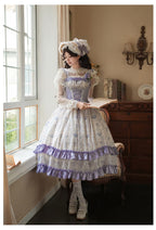 Hime Lolita Tea Party Fashion Classic Lilac Purple Accented Floral Lolita Dress