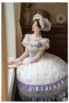Hime Lolita Tea Party Fashion Classic Lilac Purple Accented Floral Lolita Dress