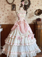 Hime Lolita Tea Party Fashion Dramatic Satin Ruffled Pink Ball Dress Mitzvah