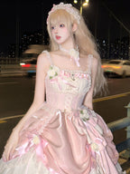 Hime Lolita Tea Party Fashion Dramatic Satin Ruffled Pink Ball Dress Mitzvah