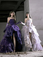 Hime Lolita Tea Party Fashion Purple Dramatic Lilac Star Tulle Gown