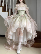 Hime Lolita Tea Party Fashion Whimsical Green Pastel Off Shoulder Dress