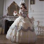 Hime Lolita Tea Party Fashion White Regal Off Shoulder Lace Dress