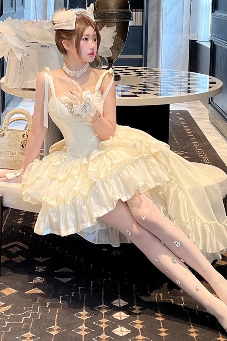 Design Concept:

This Hime Lolita JSK dress in classic white features a three-tier frill design adorned with ribbon and delicate lace details. The layered ruffles create a soft, elegant silhouette, perfectly capturing the sweet and charming princess aesthetic. Crafted with attention to detail, this dress combines a feminine look with a refined Lolita style. Ideal for special occasions, cosplay, or completing a sweet Lolita wardrobe, this JSK offers both elegance and timeless appeal.
