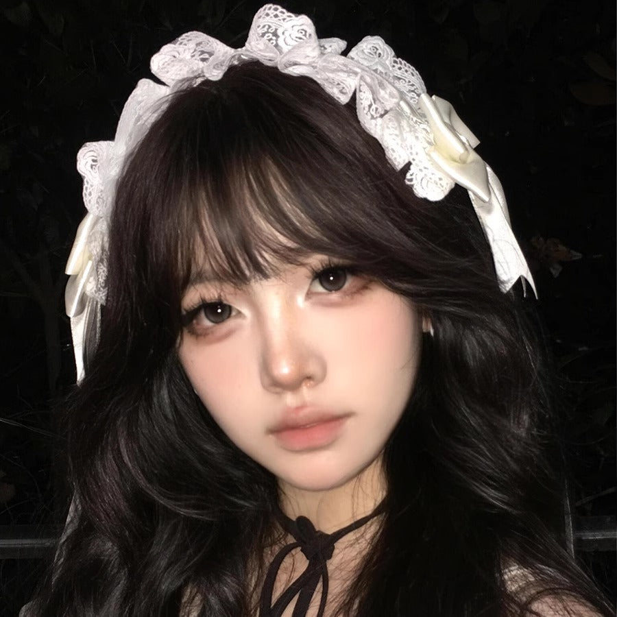 Lace Bow Headband French Vintage Lolita Sweet Beautiful Woman Servant Headgear Hair Accessories