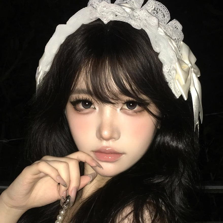 Lace Bow Headband French Vintage Lolita Sweet Beautiful Woman Servant Headgear Hair Accessories