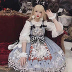 Sweet Lolita Light Blue Series Sleeveless Lolita Chiffon Printed Rabbit Dress