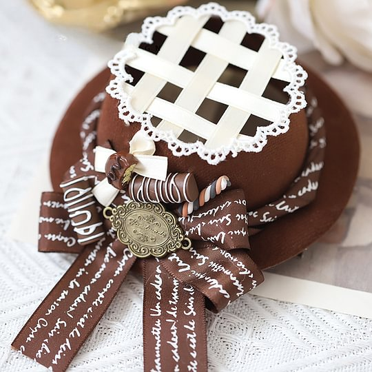 Lolita Accessories Brown Brown Hat Lolita Hairpin Hand-woven Headwear and Accessories