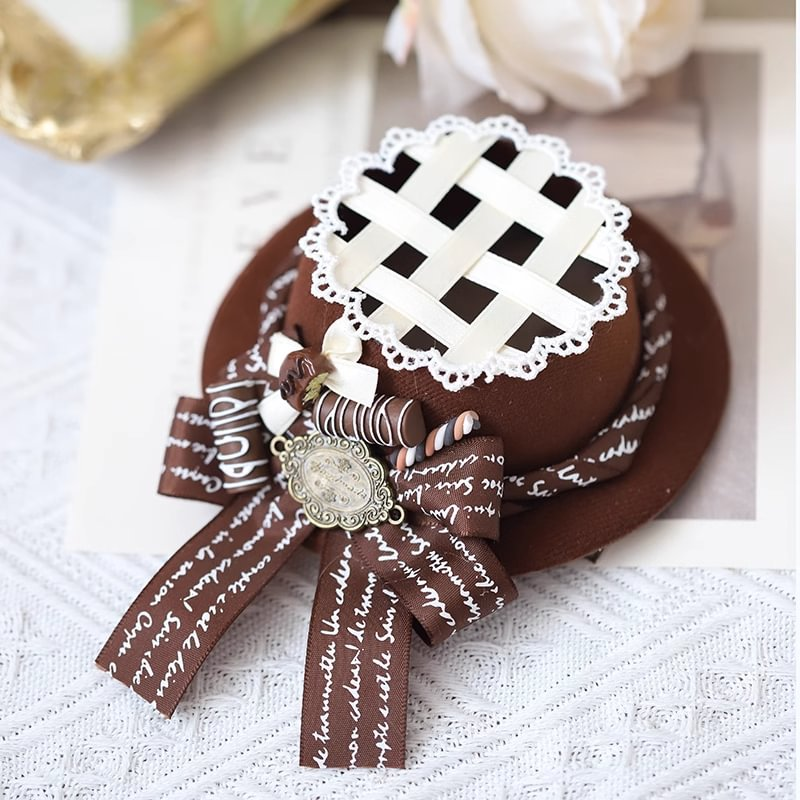Lolita Accessories Brown Brown Hat Lolita Hairpin Hand-woven Headwear and Accessories