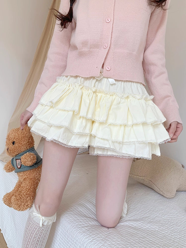 Lolita Bloomers Cream Pink Black White Cotton Anti-Peek Petticoat Short Underskirt for JK Uniform