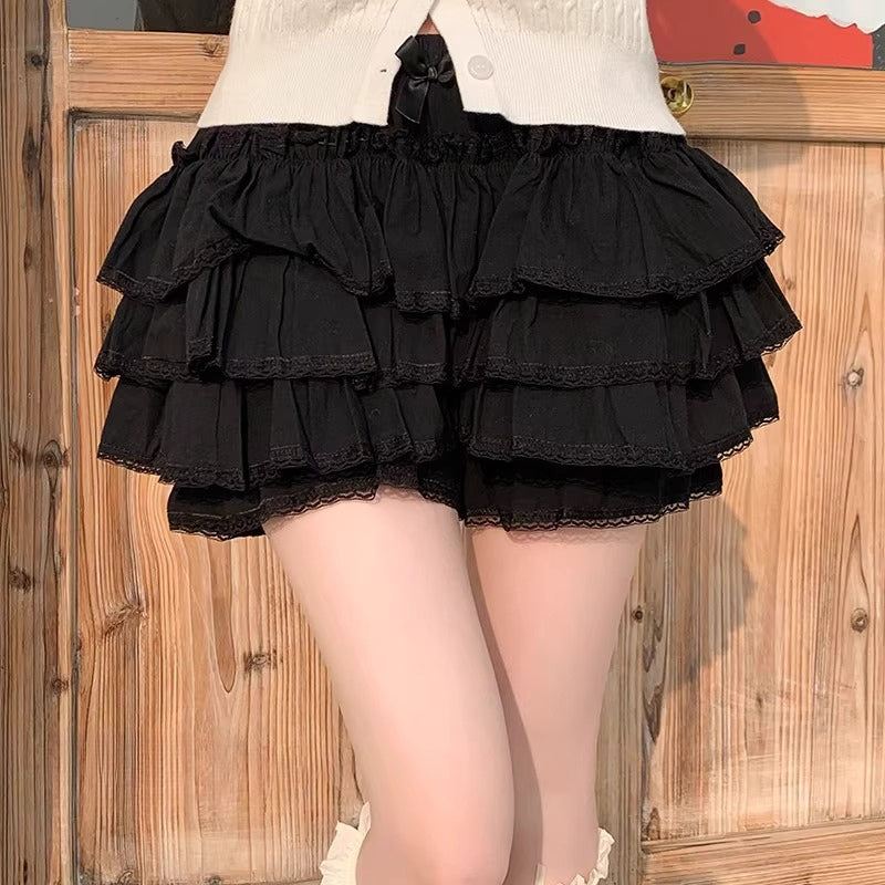 Lolita Bloomers Cream Pink Black White Cotton Anti-Peek Petticoat Short Underskirt for JK Uniform