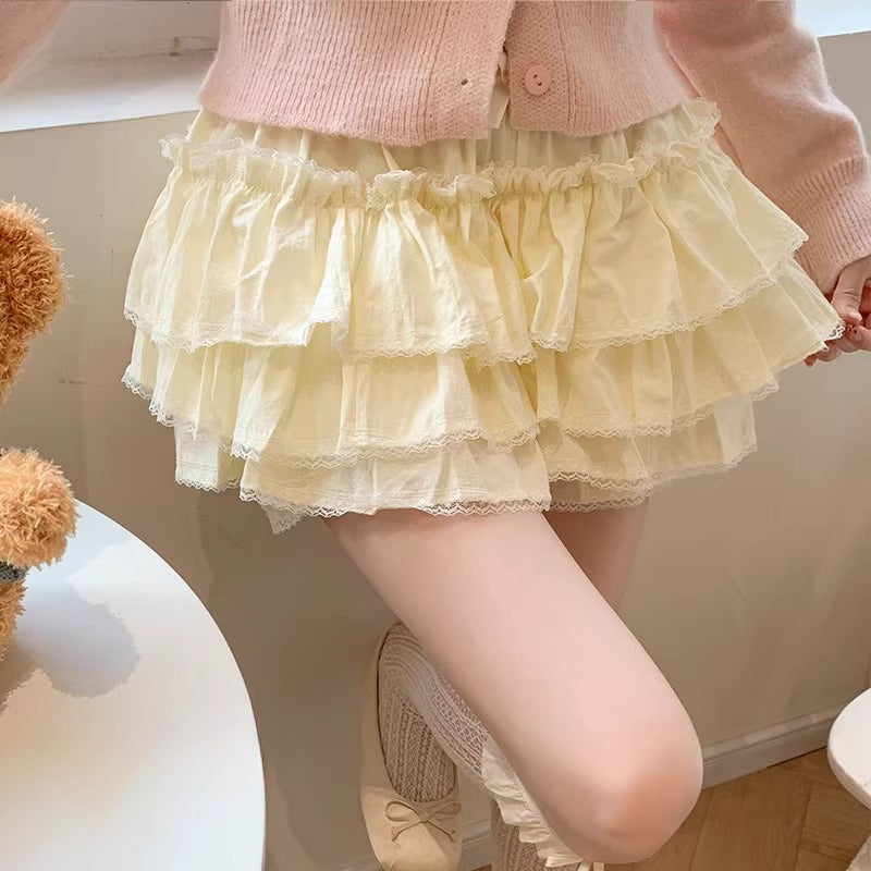 Lolita Bloomers Cream Pink Black White Cotton Anti-Peek Petticoat Short Underskirt for JK Uniform