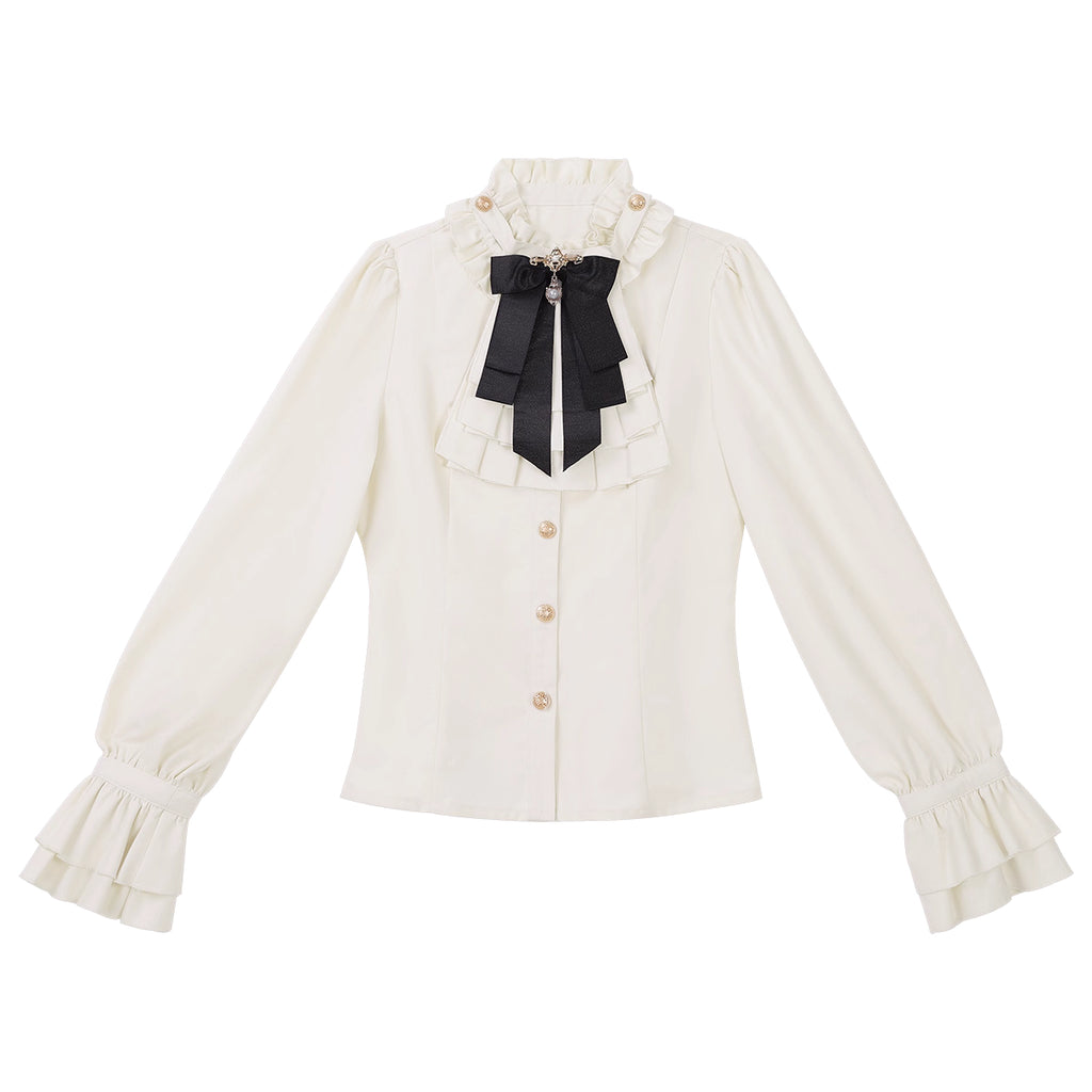 Design Concept:
This white Lolita blouse is inspired by classic prince-style fashion, designed to bring a youthful, boyish charm to your wardrobe. Featuring a structured yet comfortable fit, it combines elegance with daily wearability, perfect for tea parties, casual outings, or Lolita-themed gatherings. The crisp white color enhances the sophisticated yet playful aesthetic of the piece.