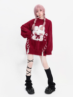 Design Concept:
This Lolita blouse is crafted from thick plush wool, offering both warmth and a cozy texture perfect for chilly seasons. The longline silhouette features elegant tie details that accentuate the waist while maintaining a soft, comfortable fit. Ideal for winter holidays, festive gatherings, or casual Lolita styling, this sweater blends practical warmth with whimsical Lolita charm.