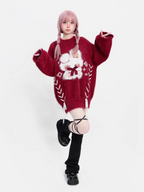 Design Concept:
This Lolita blouse is crafted from thick plush wool, offering both warmth and a cozy texture perfect for chilly seasons. The longline silhouette features elegant tie details that accentuate the waist while maintaining a soft, comfortable fit. Ideal for winter holidays, festive gatherings, or casual Lolita styling, this sweater blends practical warmth with whimsical Lolita charm.