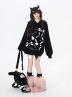 Design Concept:
This Lolita hoodie sweater blends cozy comfort with sweet, playful charm. Crafted in black and pink, it features a delicate bow accent at the chest, creating a cute and youthful aesthetic. The loose fit and soft knit material ensure warmth and ease of movement, making it perfect for autumn and winter casual wear. Ideal for streetwear, casual outings, or layering over Lolita outfits, this piece adds a touch of sweet elegance to any wardrobe.