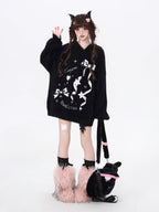 Design Concept:
This Lolita hoodie sweater blends cozy comfort with sweet, playful charm. Crafted in black and pink, it features a delicate bow accent at the chest, creating a cute and youthful aesthetic. The loose fit and soft knit material ensure warmth and ease of movement, making it perfect for autumn and winter casual wear. Ideal for streetwear, casual outings, or layering over Lolita outfits, this piece adds a touch of sweet elegance to any wardrobe.