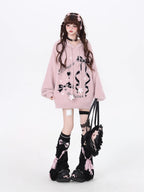 Design Concept:
This Lolita hoodie sweater blends cozy comfort with sweet, playful charm. Crafted in black and pink, it features a delicate bow accent at the chest, creating a cute and youthful aesthetic. The loose fit and soft knit material ensure warmth and ease of movement, making it perfect for autumn and winter casual wear. Ideal for streetwear, casual outings, or layering over Lolita outfits, this piece adds a touch of sweet elegance to any wardrobe.