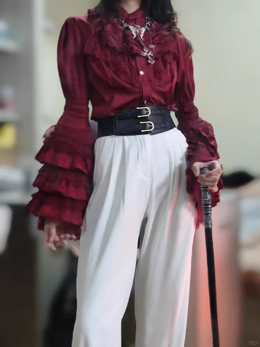 Design Concept:
Step into vintage-inspired gothic elegance with these Lolita Shorts in wine red, white, and black. Designed in a Gothic Punk prince style, they feature a refined high-waist cut and subtle tailoring that pairs effortlessly with Lolita blouses or coats. The unique design captures a blend of medieval charm and modern alternative fashion, making them ideal for tea parties, cosplay events, or casual streetwear styling. Both stylish and versatile, these shorts bring a statement look to any Lolita 