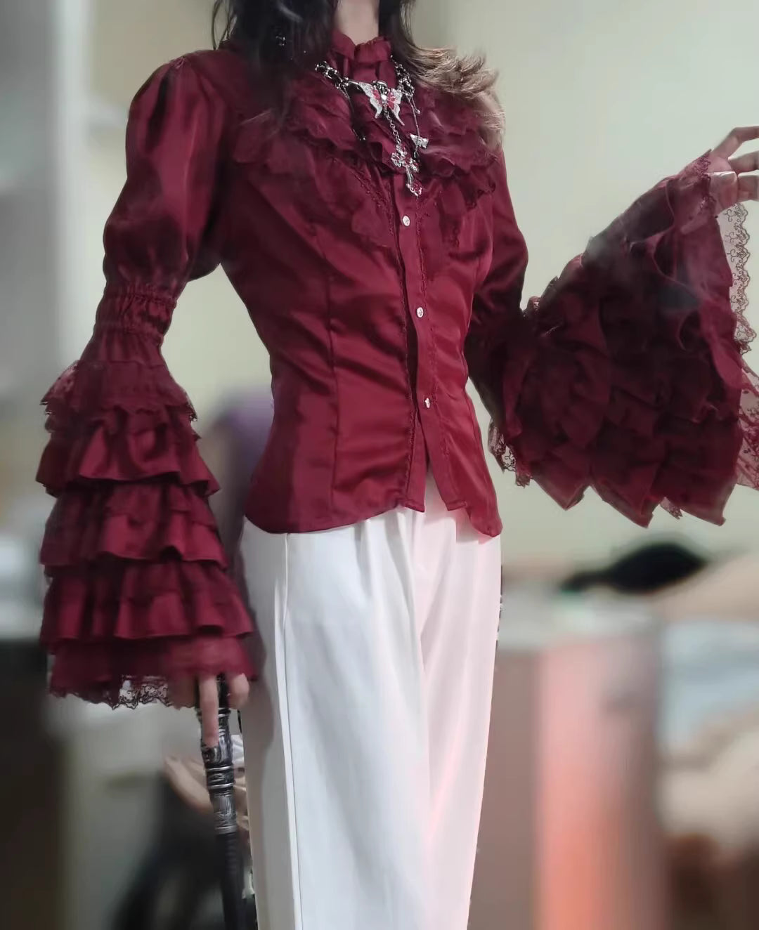Design Concept:
Step into vintage-inspired gothic elegance with these Lolita Shorts in wine red, white, and black. Designed in a Gothic Punk prince style, they feature a refined high-waist cut and subtle tailoring that pairs effortlessly with Lolita blouses or coats. The unique design captures a blend of medieval charm and modern alternative fashion, making them ideal for tea parties, cosplay events, or casual streetwear styling. Both stylish and versatile, these shorts bring a statement look to any Lolita 