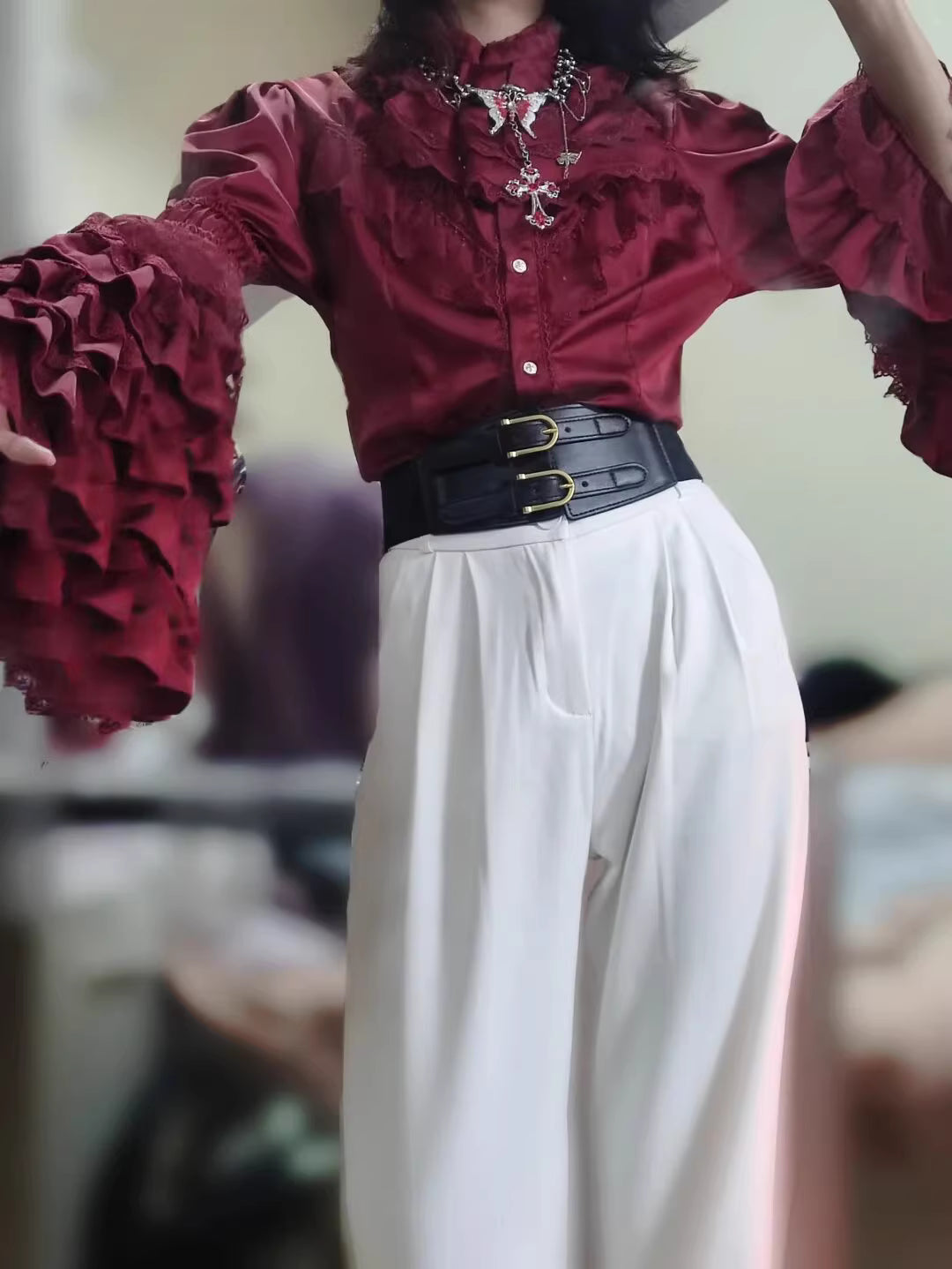 Design Concept:
Step into vintage-inspired gothic elegance with these Lolita Shorts in wine red, white, and black. Designed in a Gothic Punk prince style, they feature a refined high-waist cut and subtle tailoring that pairs effortlessly with Lolita blouses or coats. The unique design captures a blend of medieval charm and modern alternative fashion, making them ideal for tea parties, cosplay events, or casual streetwear styling. Both stylish and versatile, these shorts bring a statement look to any Lolita 