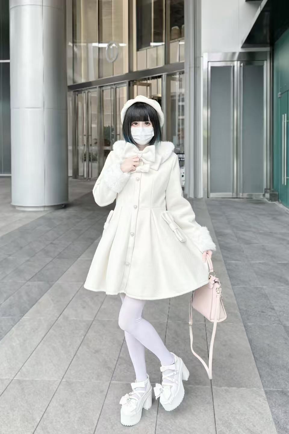 Design Concept:

This Lolita coat in classic black features a vintage Ouji-inspired design with oversized wide sleeves. Made from soft wool fabric, it offers both warmth and elegance for autumn and winter wear. The loose silhouette creates a graceful flow, while the retro details highlight a noble and stylish Lolita aesthetic. Perfect for pairing with dresses, skirts, or formal Lolita outfits, this overcoat combines comfort, functionality, and timeless charm.