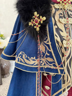 Design Concept:
Step into a world of regal elegance with this Lolita coat in deep blue, inspired by vintage European royal court fashion. Crafted with attention to detail, the coat features a structured silhouette with classic prince-style elements and a flowing cape, perfect for adding a noble touch to your Lolita or cosplay ensemble. Ideal for daily wear, tea parties, or special themed events, this coat effortlessly combines historical charm with modern Lolita aesthetics.