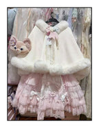 Lolita Coat Cloak Plush Short Cape Sweet Warm Thickened Autumn Winter Outfit