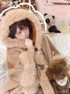 Lolita Coat Cute Woolen Cape Thick Warm Fleece Outerwear for Autumn Winter