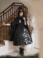 Lolita Coat Gothic Black Two-piece Cloak Set Spring Outfit