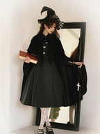Lolita Coat Gothic Black Two-piece Cloak Set Spring Outfit