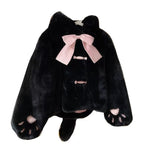 Lolita Coat Overcoat Beige Plush Cat Paw Quilted Soft Cute Autumn Winter Outfit