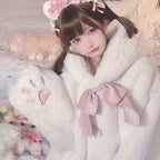 Lolita Coat Overcoat Beige Plush Cat Paw Quilted Soft Cute Autumn Winter Outfit