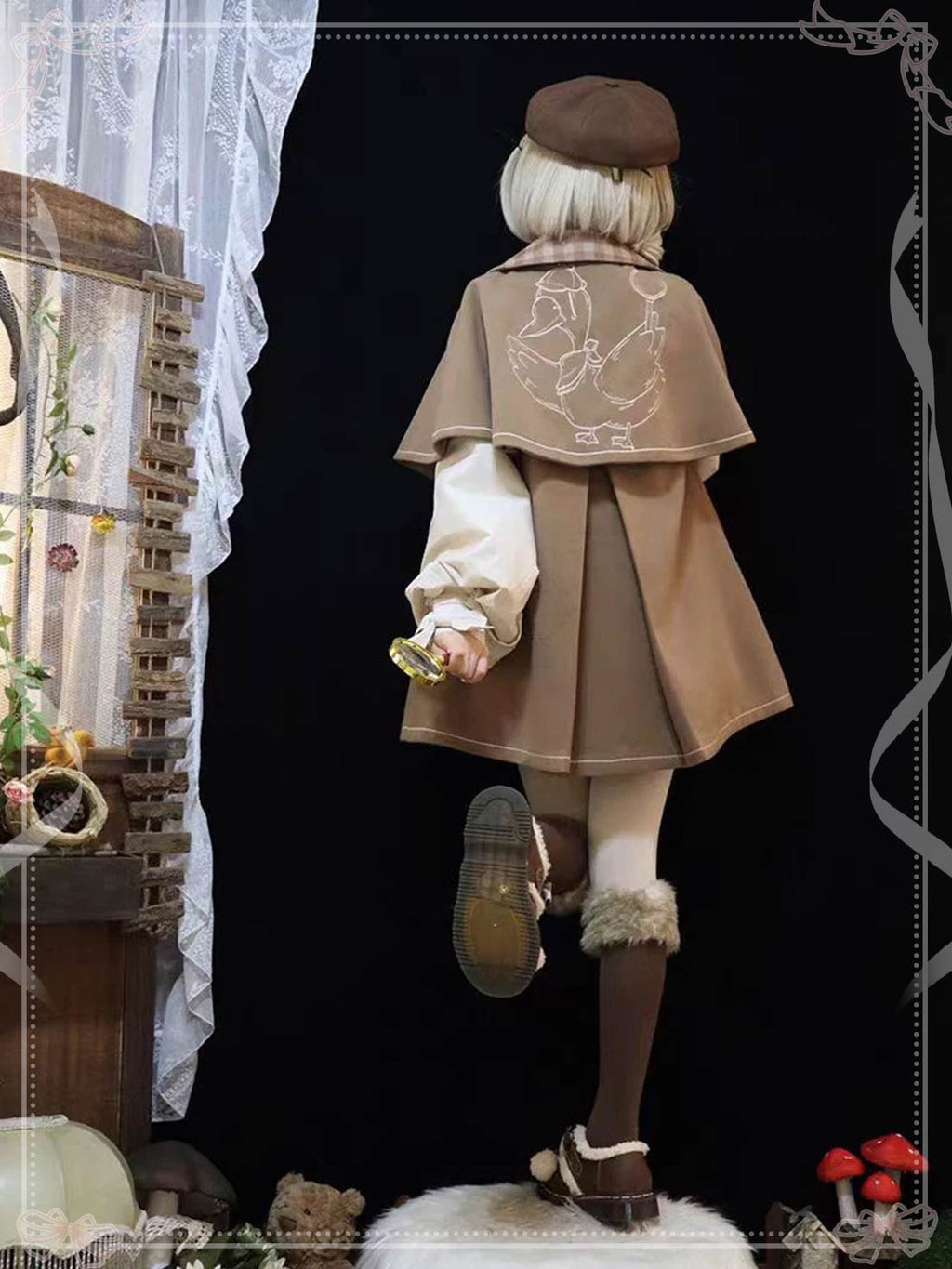 Lolita Coat Retro Brown Woolen Cape Cute Style Autumn Winter Outerwear