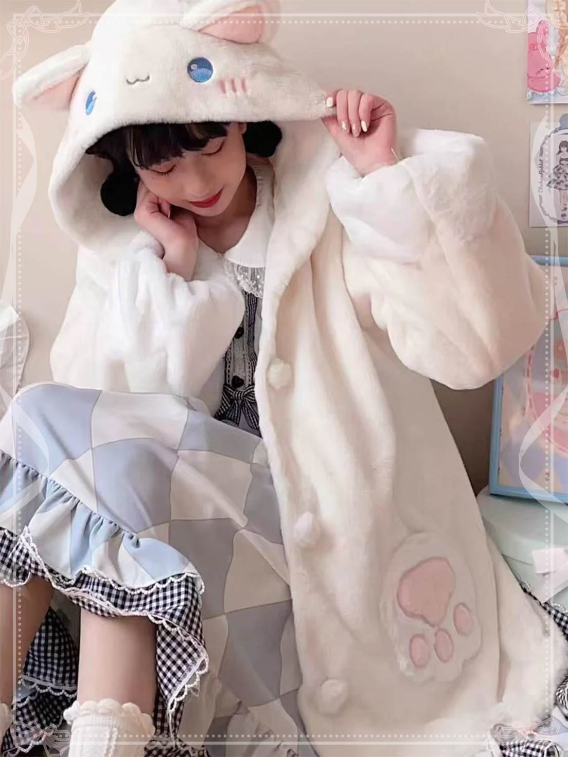 Lolita Coat Sleepy Bear Warm Thick Plush Outerwear Women Autumn Winter