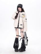 Design Concept:

Design Concept:
This Lolita coat blends retro American motorcycle style with a sweet casual touch, perfect for autumn and winter. Available in black, red, and apricot, the jacket is designed with a classic baseball silhouette that feels both vintage and versatile. The loose fit allows for comfortable layering, while the contrasting details and structured design highlight a bold, youthful streetwear aesthetic. Whether worn for daily outings or seasonal gatherings, this coat offers warmth and